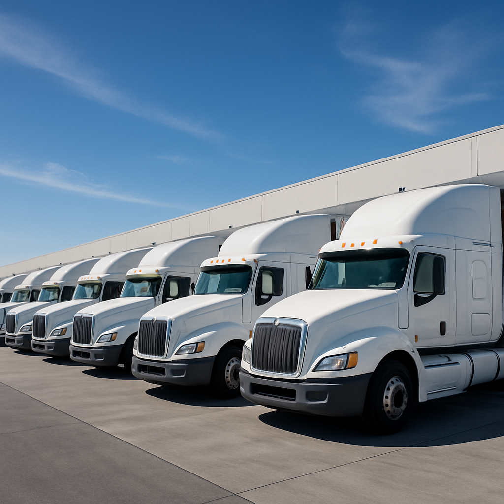 Fleet of trucks at terminal